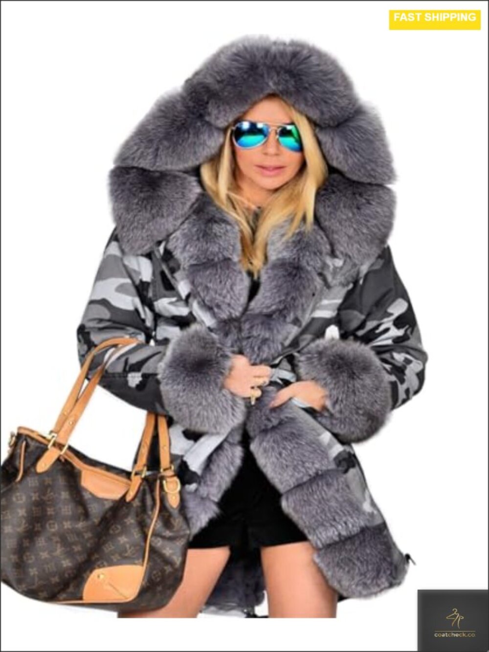 Women's Faux Fur Lined Hooded Coat Long Cardigan Winter Warm Thicken Jacket